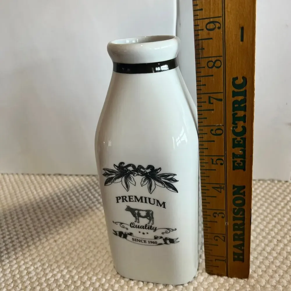 Vintage Fitz & Floyd Premium White Milk Bottle Ceramic approx 9